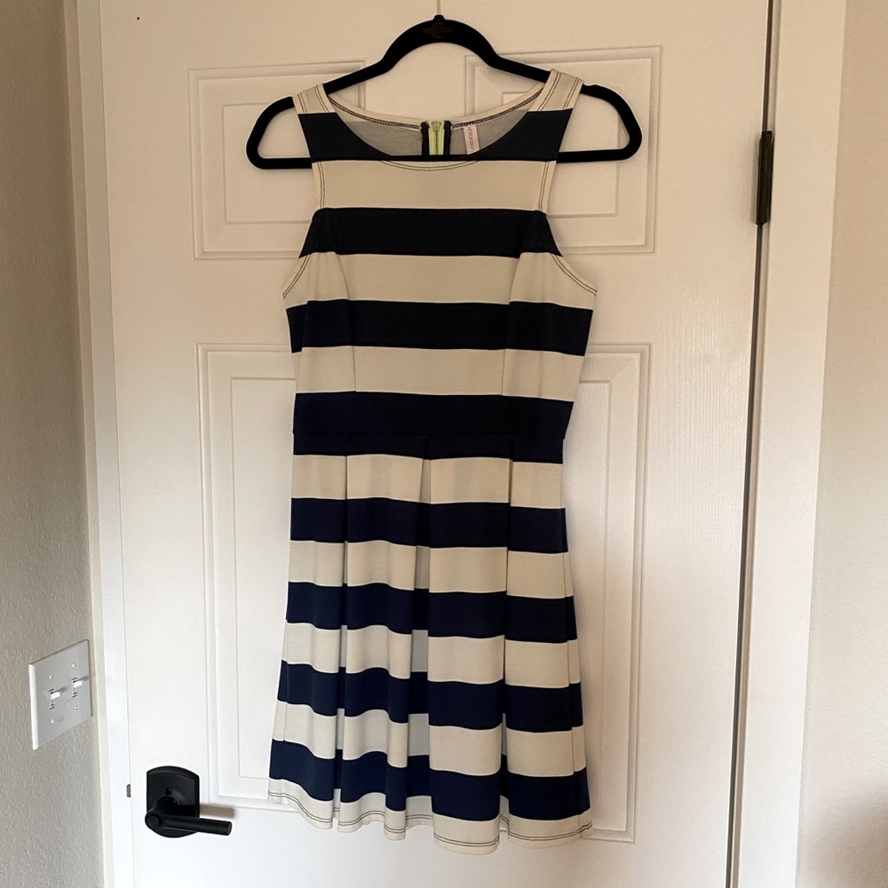 Navy and cream dress